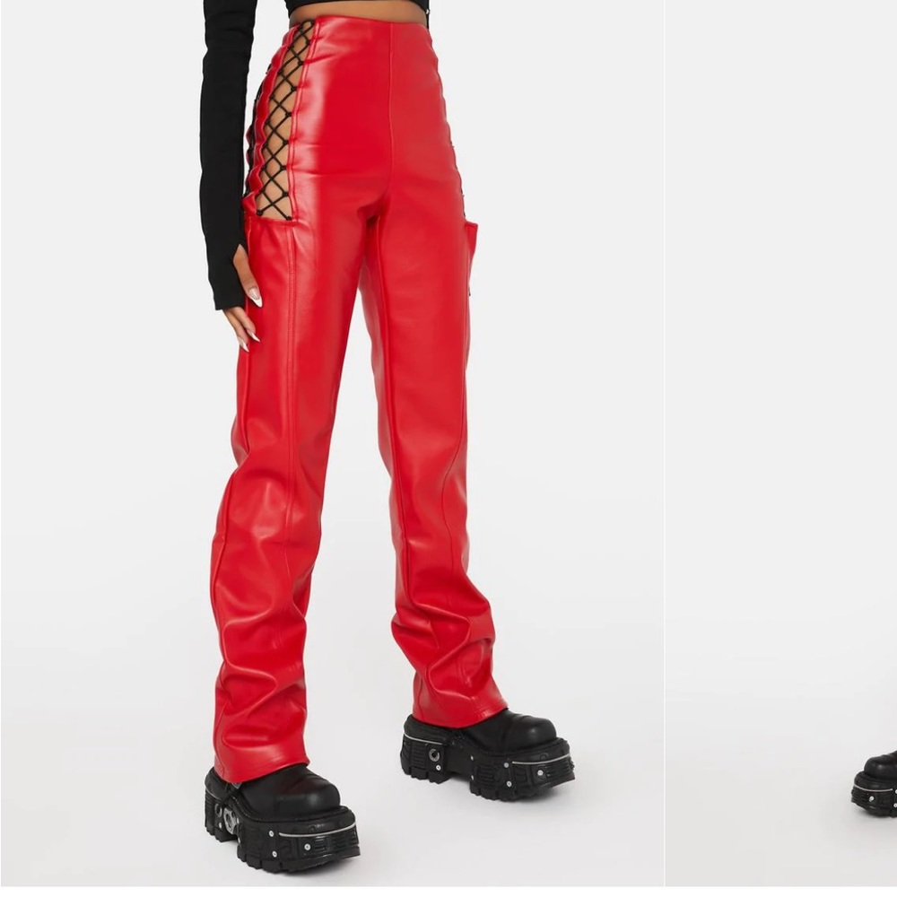 The Kript Jaxon Red Vegan Leather Pants